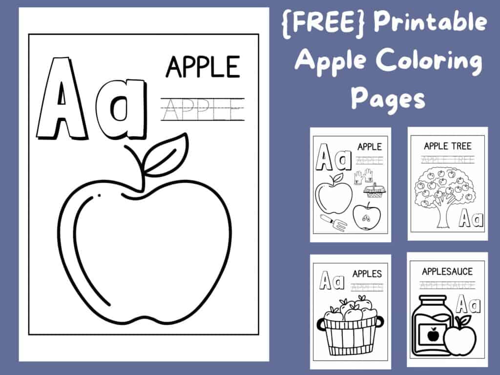 ASSORTMENT OF APPLE COLORING PAGES